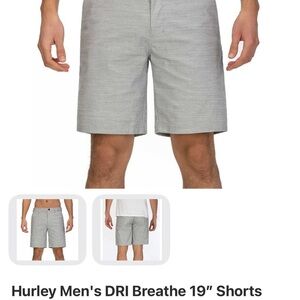 Hurley Gray Flat Front Shorts with Breathable Fabric